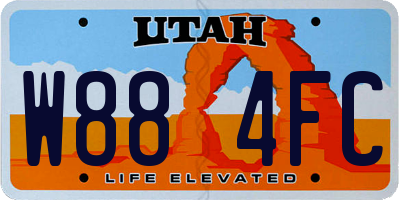 UT license plate W884FC