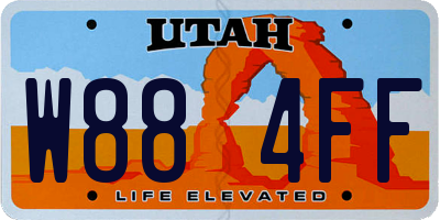 UT license plate W884FF