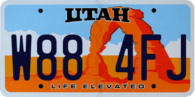 UT license plate W884FJ