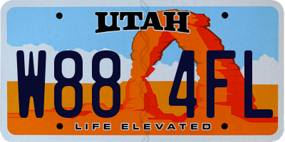 UT license plate W884FL