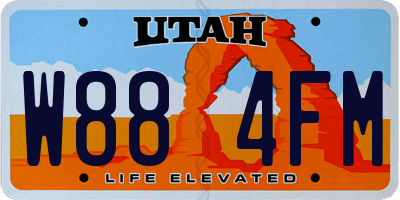 UT license plate W884FM