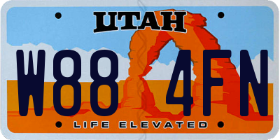 UT license plate W884FN