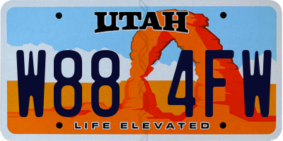 UT license plate W884FW