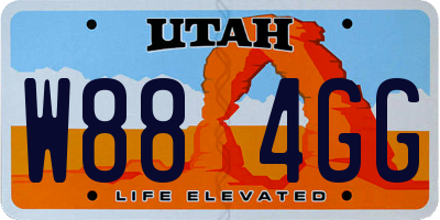 UT license plate W884GG