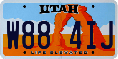 UT license plate W884IJ