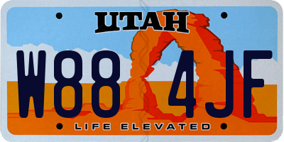 UT license plate W884JF