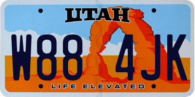 UT license plate W884JK