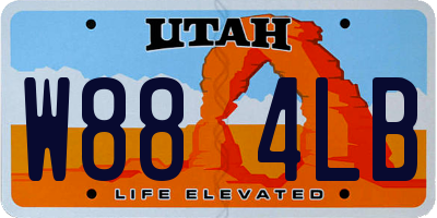UT license plate W884LB