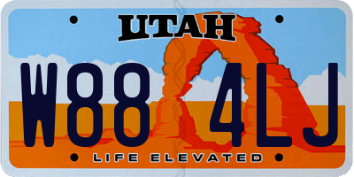 UT license plate W884LJ