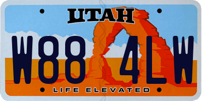 UT license plate W884LW