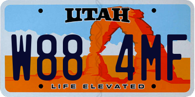UT license plate W884MF