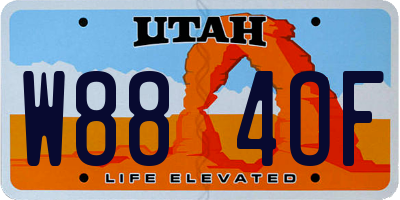 UT license plate W884OF