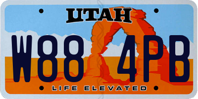 UT license plate W884PB