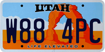 UT license plate W884PC