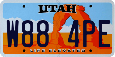 UT license plate W884PE
