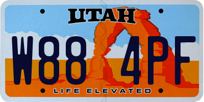 UT license plate W884PF
