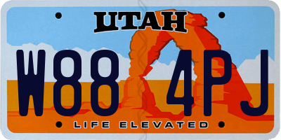 UT license plate W884PJ