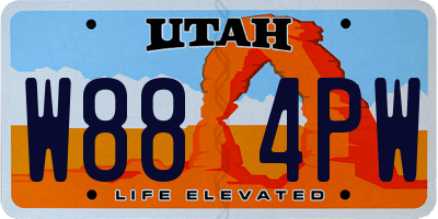 UT license plate W884PW