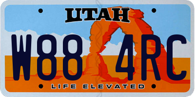UT license plate W884RC