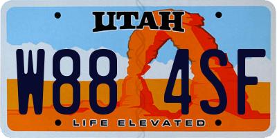 UT license plate W884SF