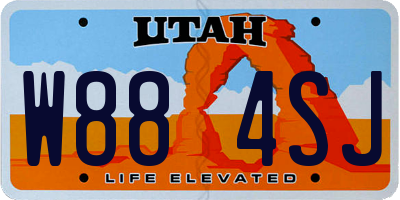 UT license plate W884SJ