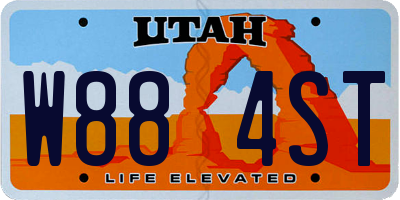 UT license plate W884ST