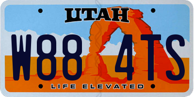 UT license plate W884TS