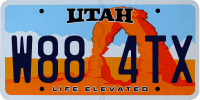 UT license plate W884TX