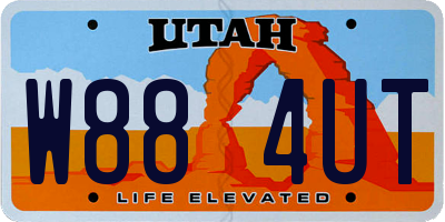 UT license plate W884UT