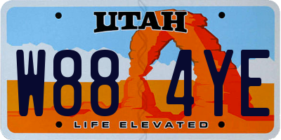 UT license plate W884YE