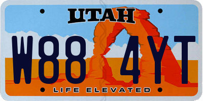 UT license plate W884YT