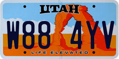UT license plate W884YV