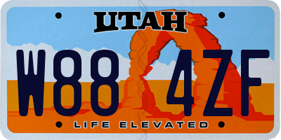 UT license plate W884ZF