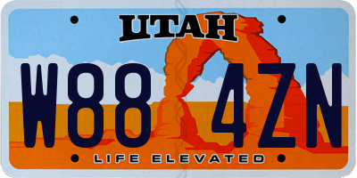 UT license plate W884ZN