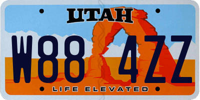 UT license plate W884ZZ