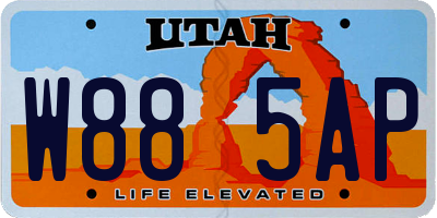 UT license plate W885AP