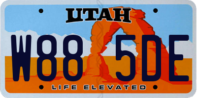 UT license plate W885DE