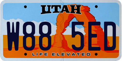 UT license plate W885ED