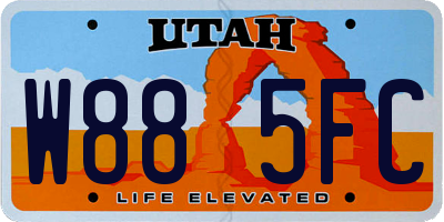 UT license plate W885FC