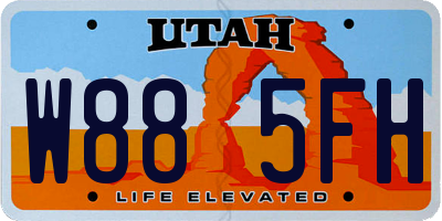 UT license plate W885FH