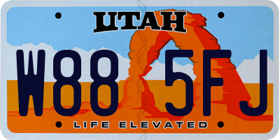 UT license plate W885FJ