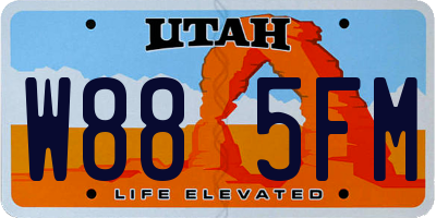 UT license plate W885FM