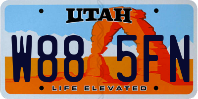 UT license plate W885FN