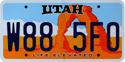 UT license plate W885FO