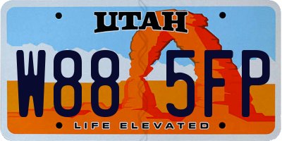 UT license plate W885FP