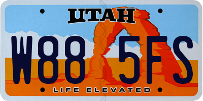 UT license plate W885FS