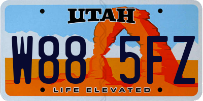 UT license plate W885FZ