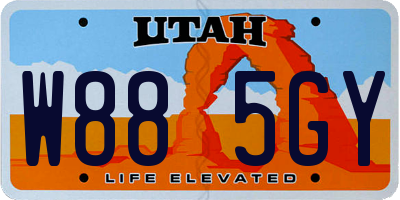 UT license plate W885GY