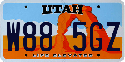 UT license plate W885GZ