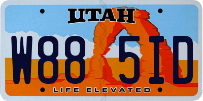 UT license plate W885ID
